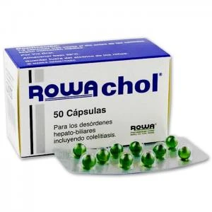 Rowachol com 50 cápsulas.